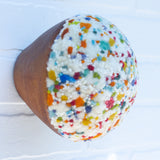 Puff Sculpture in Vintage Teak Frame | Confetti