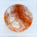 Puff Sculpture in Vintage Teak Frame | Creamsicle