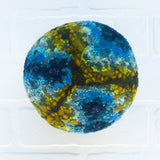 Puff Sculpture in Vintage Teak Frame | Blue + Green