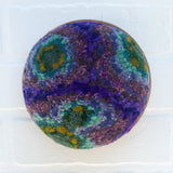 Puff Sculpture in Vintage Teak Frame | Green + Purple