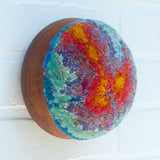 Puff Sculpture in Vintage Teak Frame | Sunset