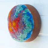 Puff Sculpture in Vintage Teak Frame | Sunset