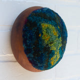 Puff Sculpture in Vintage Teak Frame | Oil Slick