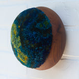 Puff Sculpture in Vintage Teak Frame | Oil Slick