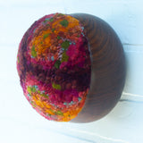 Puff Sculpture in Vintage Teak Frame | Autumn