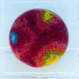 Puff Sculpture in Vintage Teak Frame | Rainbow