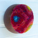 Puff Sculpture in Vintage Teak Frame | Rainbow