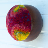 Puff Sculpture in Vintage Teak Frame | Rainbow