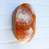 Puff "Loaff" in Vintage Teak Frame | Creamsicle