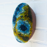 Puff "Loaff" in Vintage Teak Frame | Blue + Green