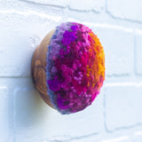 Midi Puff in Olive Wood Frame | Hot Pink