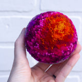 Midi Puff in Olive Wood Frame | Hot Pink