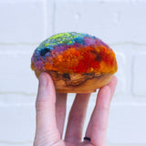 Midi Puff in Olive Wood Frame | Green + Orange