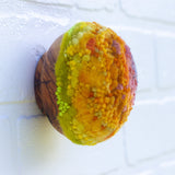 Midi Puff in Olive Wood Frame | Tropical Rainbow