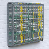 Modern Woven Plaid with Vintage Frame | Green + Yellow