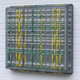 Modern Woven Plaid with Vintage Frame | Green + Yellow