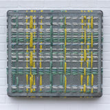 Modern Woven Plaid with Vintage Frame | Green + Yellow