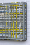 Modern Woven Plaid with Vintage Frame | Yellow + White