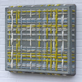 Modern Woven Plaid with Vintage Frame | Yellow + White