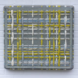 Modern Woven Plaid with Vintage Frame | Yellow + White