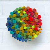 Felted Puff in Vintage Teak Frame | Rainbow (1)