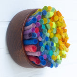 Felted Puff in Vintage Teak Frame | Rainbow (10)