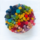 Felted Puff in Vintage Teak Frame | Rainbow (11)