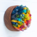 Felted Puff in Vintage Teak Frame | Rainbow (11)