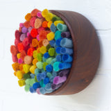 Felted Puff in Vintage Teak Frame | Rainbow (2)
