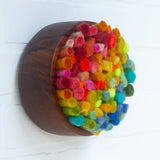 Felted Puff in Vintage Teak Frame | Rainbow (3)
