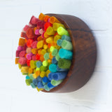 Felted Puff in Vintage Teak Frame | Rainbow (3)