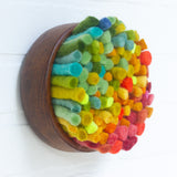 Felted Puff in Vintage Teak Frame | Rainbow (4)