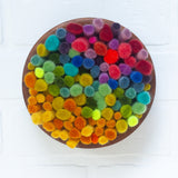 Felted Puff in Vintage Teak Frame | Rainbow (5)