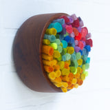 Felted Puff in Vintage Teak Frame | Rainbow (5)