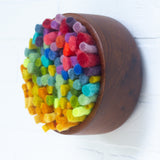 Felted Puff in Vintage Teak Frame | Rainbow (5)