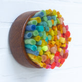 Felted Puff in Vintage Teak Frame | Rainbow (6)