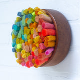Felted Puff in Vintage Teak Frame | Rainbow (6)