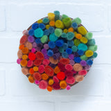 Felted Puff in Vintage Teak Frame | Rainbow (8)