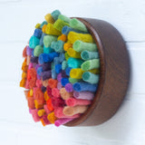 Felted Puff in Vintage Teak Frame | Rainbow (8)