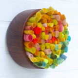 Felted Puff in Vintage Teak Frame | Rainbow (9)