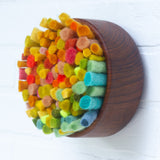 Felted Puff in Vintage Teak Frame | Rainbow (9)