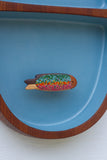 Embroidered Rainbow Trout in Rare Double Sided Teak Frame