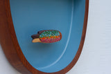 Embroidered Rainbow Trout in Rare Double Sided Teak Frame