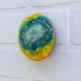 Midi Puff in Olive Wood Frame | Mint, Green, Yellow