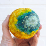 Midi Puff in Olive Wood Frame | Mint, Green, Yellow