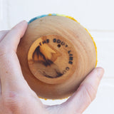 Midi Puff in Olive Wood Frame | Mint, Green, Yellow