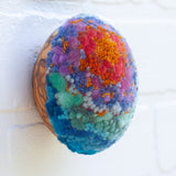 Midi Puff in Olive Wood Frame | Coral Reef