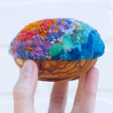 Midi Puff in Olive Wood Frame | Coral Reef