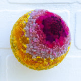 Midi Puff in Olive Wood Frame | Magenta + Mustard