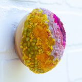 Midi Puff in Olive Wood Frame | Magenta + Mustard